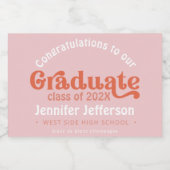 Afstuderen voor 70s Gefeliciteerd Sparkling Wijnetiket (Enkel label)