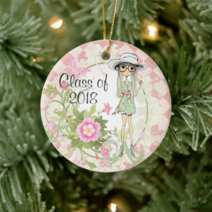 Afstuderen voor gepersonaliseerde koelmeisje en ro keramisch ornament