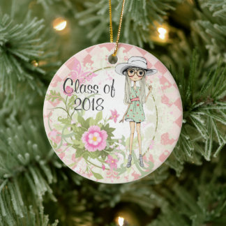 Afstuderen voor gepersonaliseerde koelmeisje en ro keramisch ornament