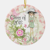 Afstuderen voor gepersonaliseerde koelmeisje en ro keramisch ornament (Voorkant)