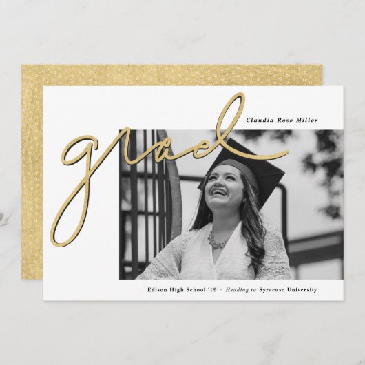 Afstuderen voor gouden foto's met scripts Afstudee Aankondiging (Voorkant / Achterkant)