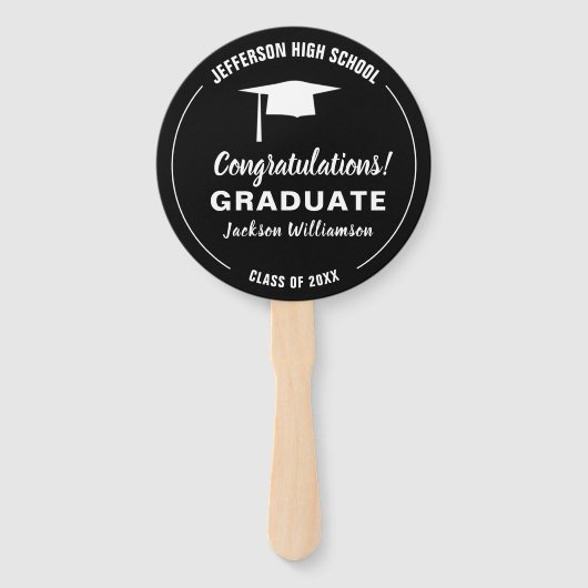 Afstuderen voor je schoolkleur Afstuderen Foto Handwaaier (Voorkant)