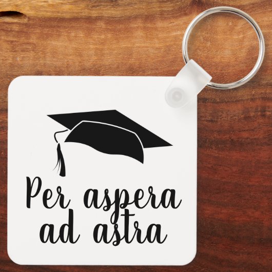 Afstuderen voor Latijn citaat per aspera en astra Sleutelhanger (Achterkant)