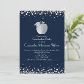 Afstuderen voor lerarenopleiding Navy Blue Silver  Kaart (Staand voorkant)