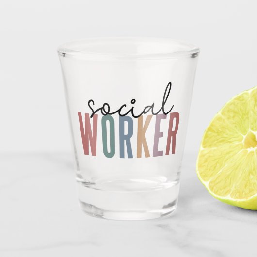 Afstuderen voor maatschappelijk werkers shot glas (Voorkant)