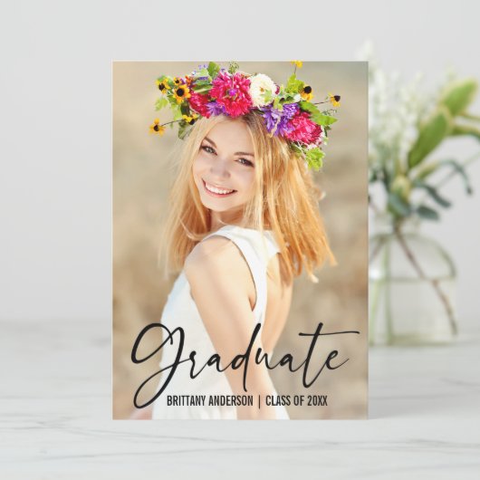 Afstuderen voor moderne inktpenkalligrafie aankondiging (Staand voorkant)