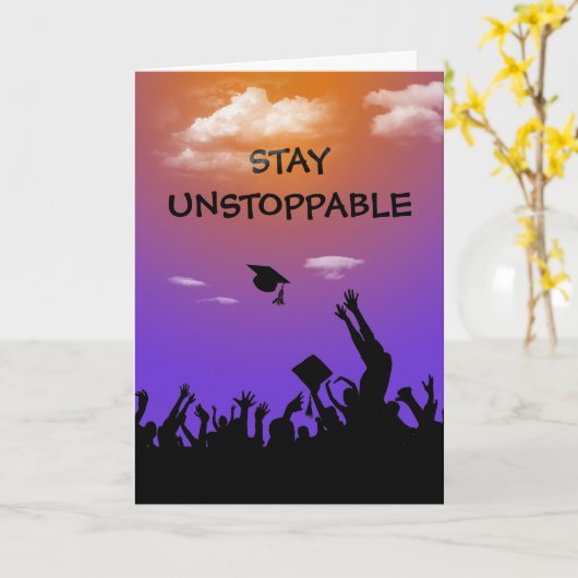 Afstuderen voor onstopbare tekst kaart (Gele Bloem)