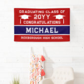 Afstuderen voor rode en blauwe schoolkleuren spandoek (Insitu)