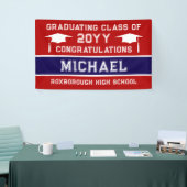 Afstuderen voor rode en blauwe schoolkleuren spandoek (Beurs)