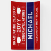 Afstuderen voor rode en blauwe schoolkleuren spandoek (Verticaal)