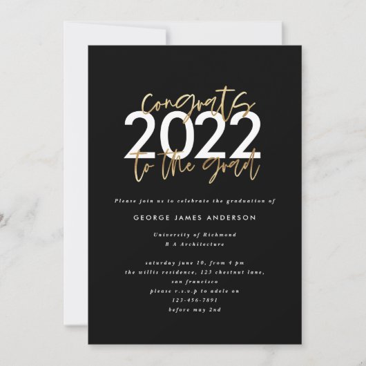 Afstuderen voor zwart en goudmodern script (Voorkant)
