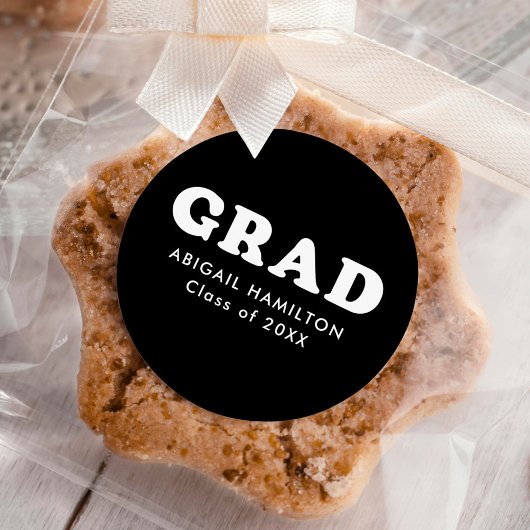 Afstuderen voor zwarte en witte reprografie ronde sticker