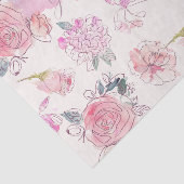 Afstuderen Waterverf Blush floral Roos Monogram Tissuepapier (Detail)