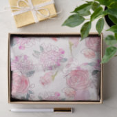 Afstuderen Waterverf Blush floral Roos Monogram Tissuepapier (Geschenk)