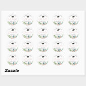 Afstuderen Waterverf Blush Roze Bloemen Klasse van Ronde Sticker (Vel)