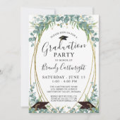 Afstuderen Waterverf Eucalyptus Script Gold Lijst Kaart (Voorkant)
