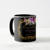 Afstuderen Waterverf Glitter Flower Gold Confetti Mok (Voorkant links)