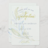 Afstuderen Waterverf Modern Boho Leafy Branches Kaart (Voorkant / Achterkant)