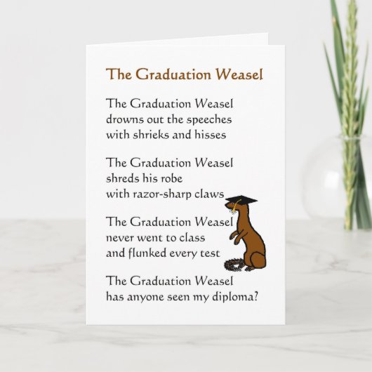 Afstuderen Weasel, College Graduation Congrats Poe Kaart (Voorkant)