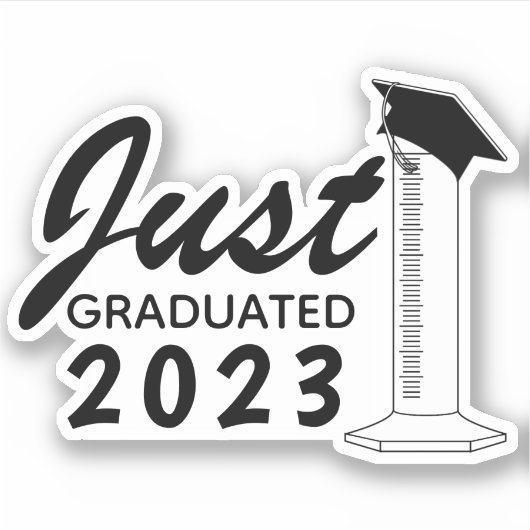 Afstuderen Wetenschap afgestudeerd Cylinder Pet Ja Sticker (Voorkant)