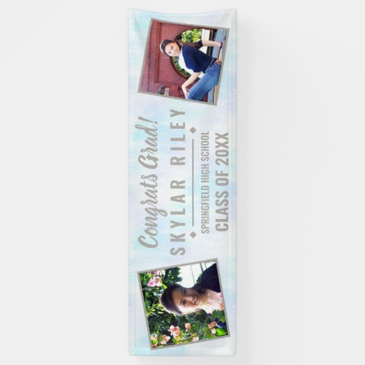 Afstuderen White Opal 2 Photo Congration Afstudeer Spandoek (Verticaal)