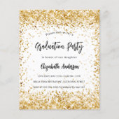 Afstuderen wit goud glitter budget uitnodiging flyer (Voorkant)