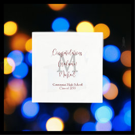 Afstuderen Wit Grijs Bourgogne Naam Monogram Servet