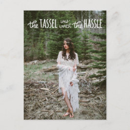 Afstuderen wit Schattige script | De datumfoto ops Aankondigingskaart