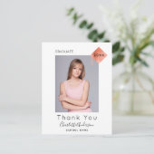 Afstuderen witte rozen goud moderne foto bedankt briefkaart (Staand voorkant)