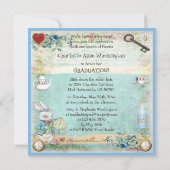 Afstuderen Wonderland Tea Party Kaart (Achterkant)