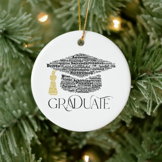 Afstuderen Word Graduation Cap Party Keramisch Ornament (Boom)