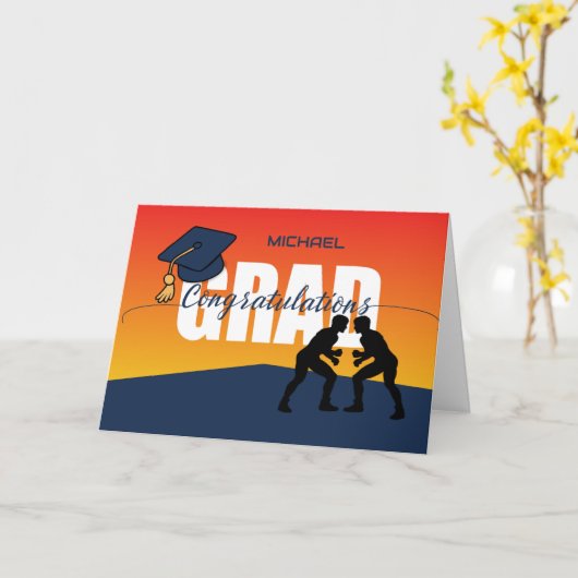 Afstuderen Wrestling Atleet Gefeliciteerd Afstudee Kaart (Gele Bloem)