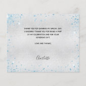 Afstuderen zilverblauwe foto bedankkaart (Achterkant)