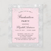 Afstuderen zilveren blush glitter budget uitnodigi flyer (Voorkant)
