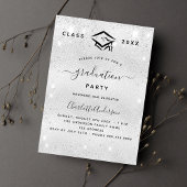 Afstuderen zilveren glitter modern uitnodiging briefkaart