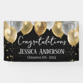 Afstuderen zilveren gouden ballonnen banner (Horizontaal)