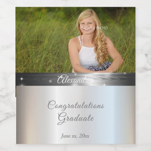 Afstuderen Zilververzachting Zijde Zijde Zijde Zi Wijn Etiket (Enkel label)