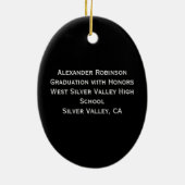 Afstuderen zwart gepersonaliseerd kerstornament keramisch ornament (Achterkant)