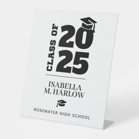 Afstuderen zwart kwastje Pet Reclamebord Met Voetstuk (Voorkant)