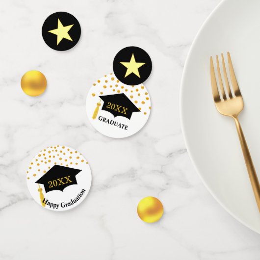 Afstuderen Zwart Pet & Gouden Tafel Confetti (Groep)