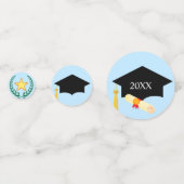 Afstuderen zwart pet, laurel en sterren Confetti (Voorkanten)