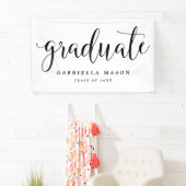 Afstuderen zwart script | Aangepaste achtergrondkl Spandoek (Insitu)