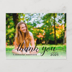 Afstuderen zwart-Script foto Afstuderen Dank u Briefkaart