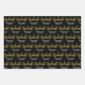 Afstuderen Zwart Wit Goud Afstudeerder Naam Klasse Inpakpapier Vel (Voorkant 2)