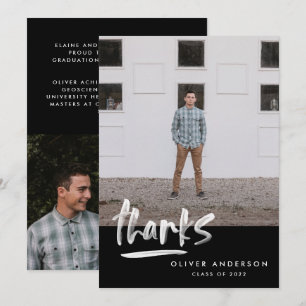 Afstuderen zwart wit manuscript 3 foto bedankt u kaart