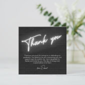 Afstuderen zwart & wit neon Flat Dank u kaart (Staand voorkant)