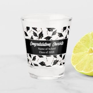 Afstuderen Zwart Wit Petten Gepersonaliseerd Shot Glas
