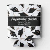 Afstuderen Zwart Wit Petten Party Supplies Blikjeskoeler (Achterkant)