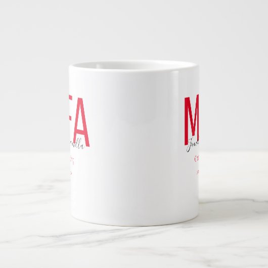 Afstuderen zwarte datumnaam Mate MFA Giant Coff Extra Grote Beker (Voorkant)