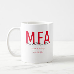 Afstuderen zwarte datumnaam Mate MFA Koffiemok
